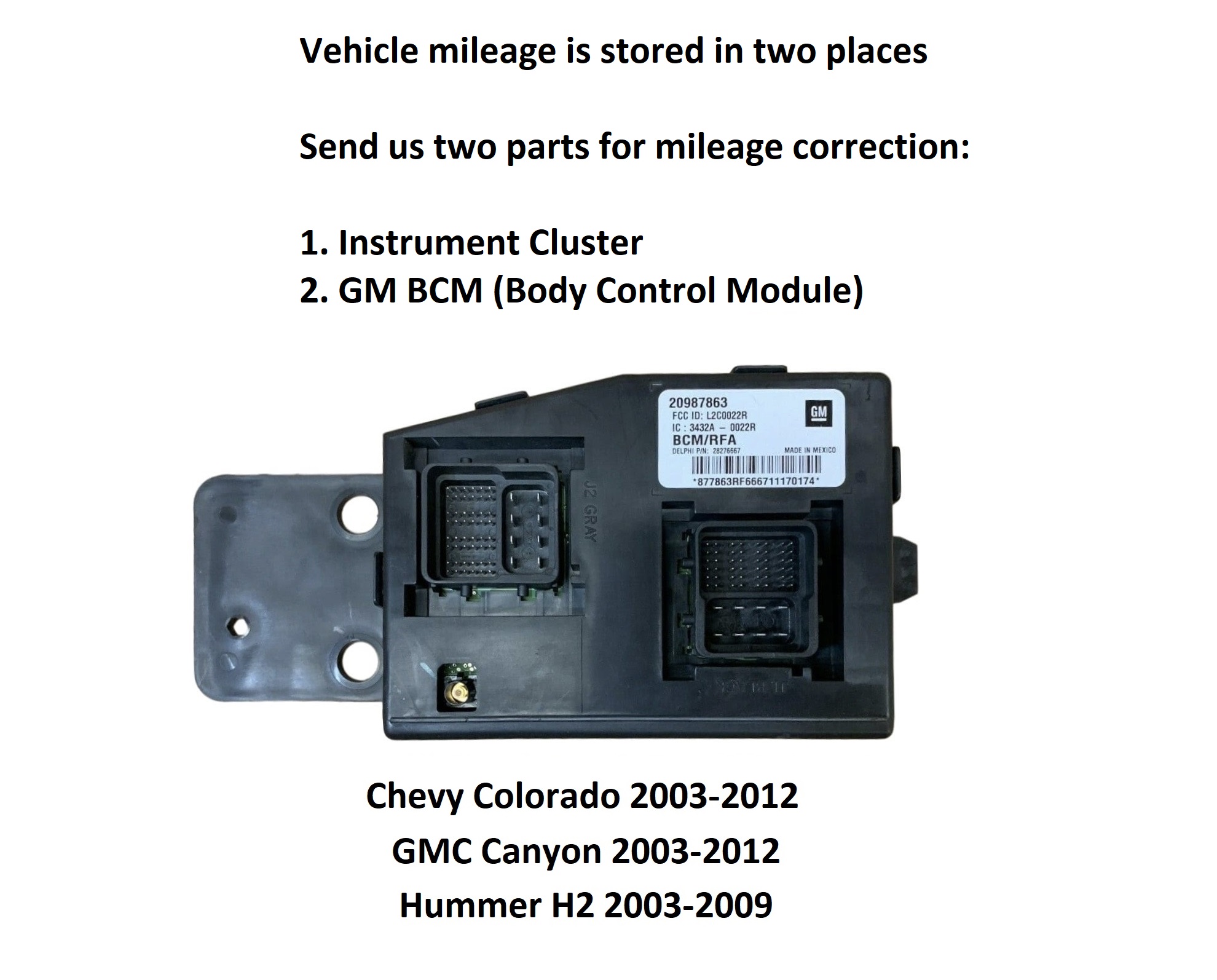 GMC Canyon (1996-2013) Odometer Mileage Adjust Correction Service